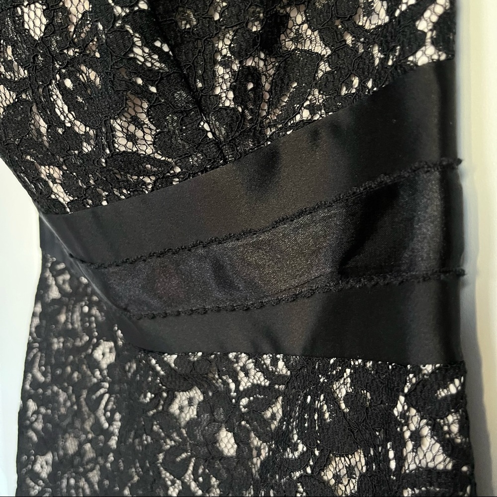WHITE HOUSE BLACK MARKET Black Lace Overlay Strapless Dress | Size 2